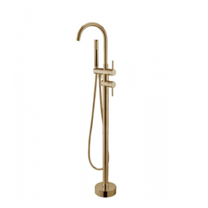 Lucid Brushed Gold Freestanding Tap with Handheld Shower